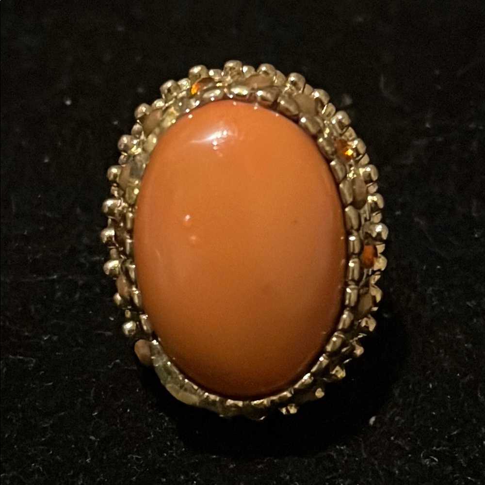 Elegant Gold and Orange STRETCHY ALL SIZES Statement Ring